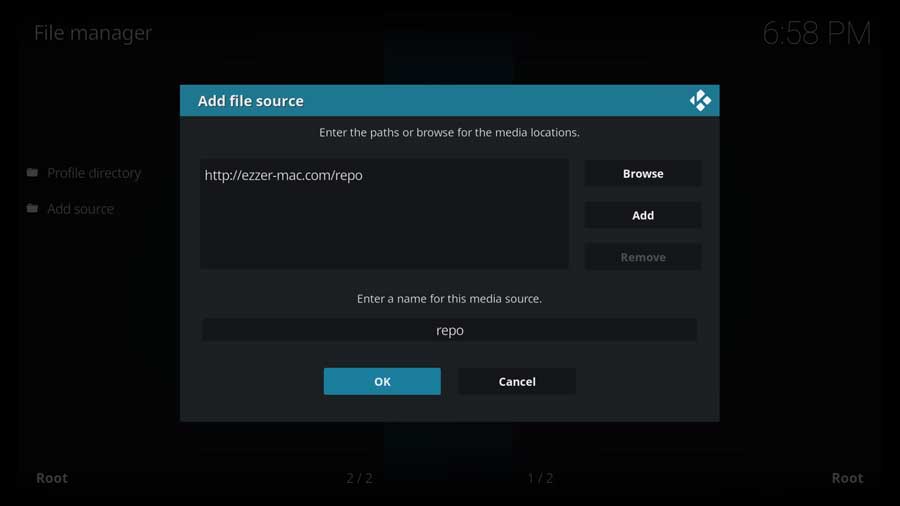 Enter the SportsDevil Addon repo name and click OK