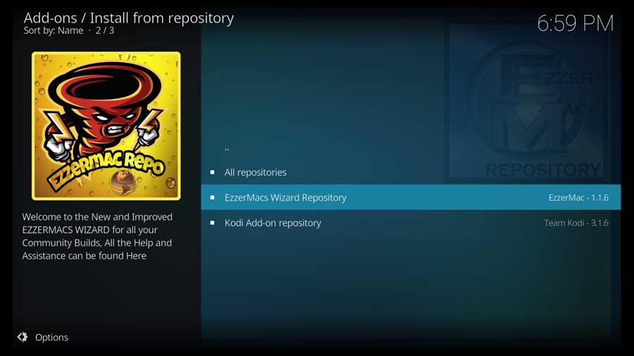 Select EzzerMacs Wizard Repository