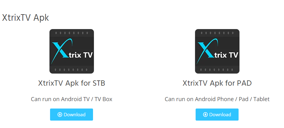 download the XtrixTV IPTV Android APK file