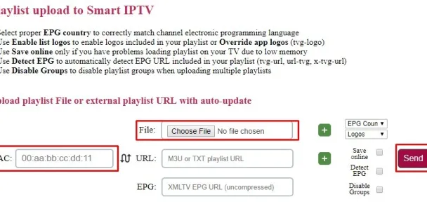 Type the Mac address