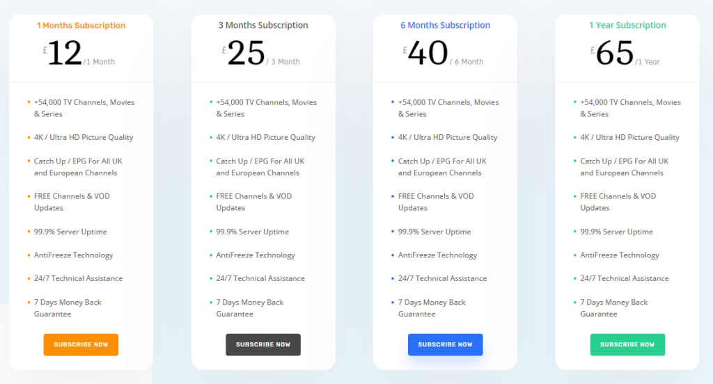 Studio IPTV Subscription Plans