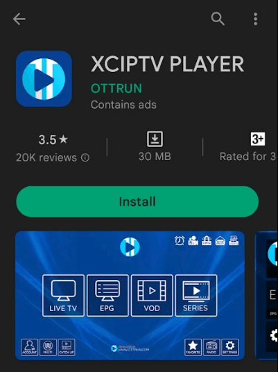 Install XCIPTV Player to stream Level Up IPTV