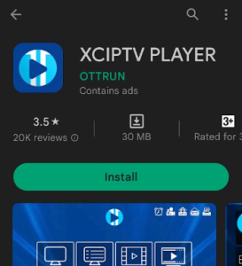 Tap Install to get XCIPTV on Android