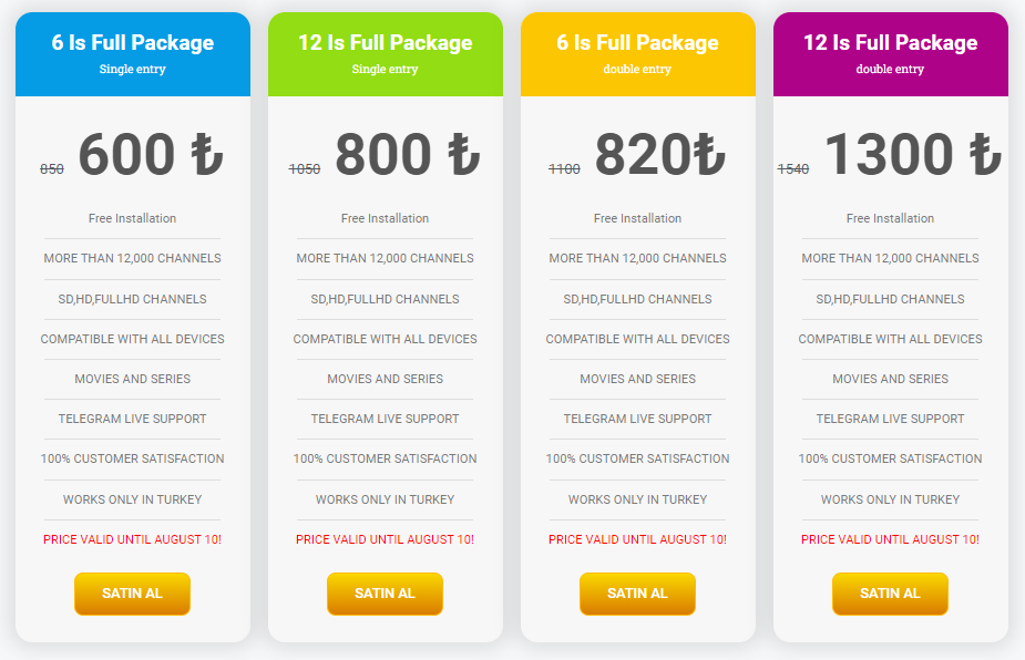 Subscription plans of Alfa IPTV