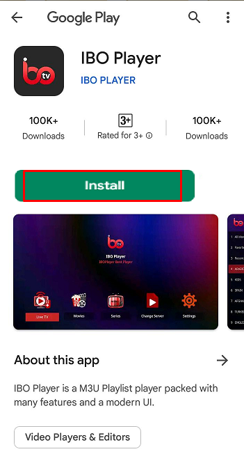 Click Install and get IBO Player