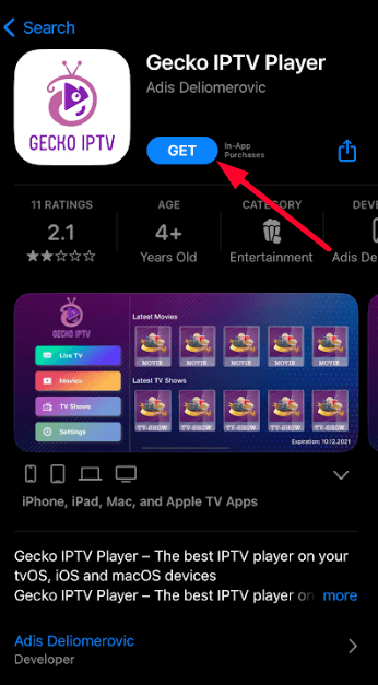 Stream URSA IPTV with Gecko IPTV Player
