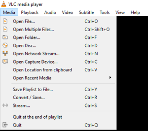 Select Open Network Stream on VLC
