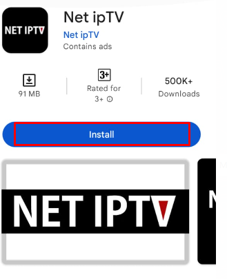 Tap Install to get Net IPTV Player on Android