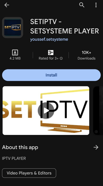 Install Set IPTV to stream Blitzen IPTV content