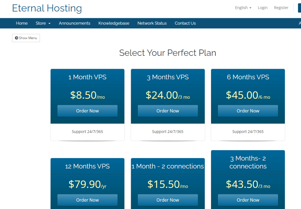Eternal IPTV Subscription plan