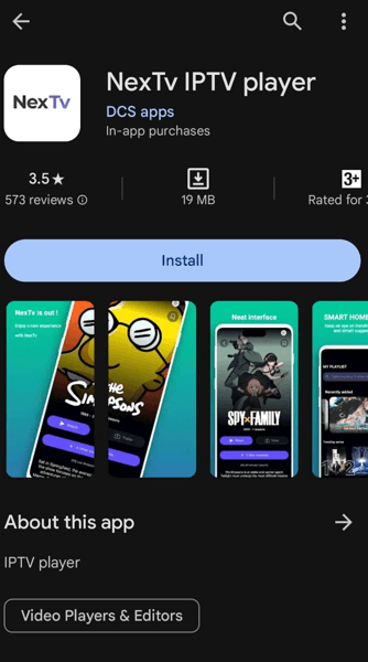 Install NexTV IPTV Player to stream Octo IPTV content