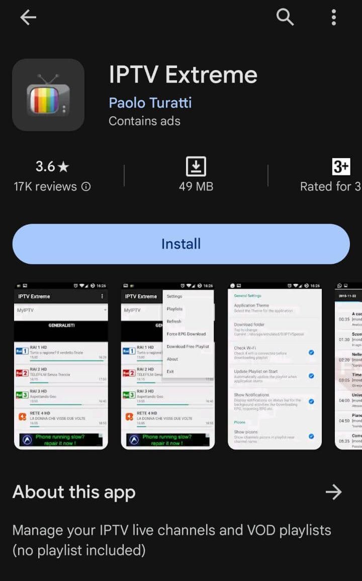 Install IPTV Extreme app to stream GenIPTV