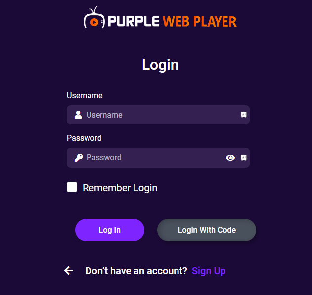 Enter the login credentials of IPTV Smart Purple Player