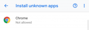 Install Unknown apps page