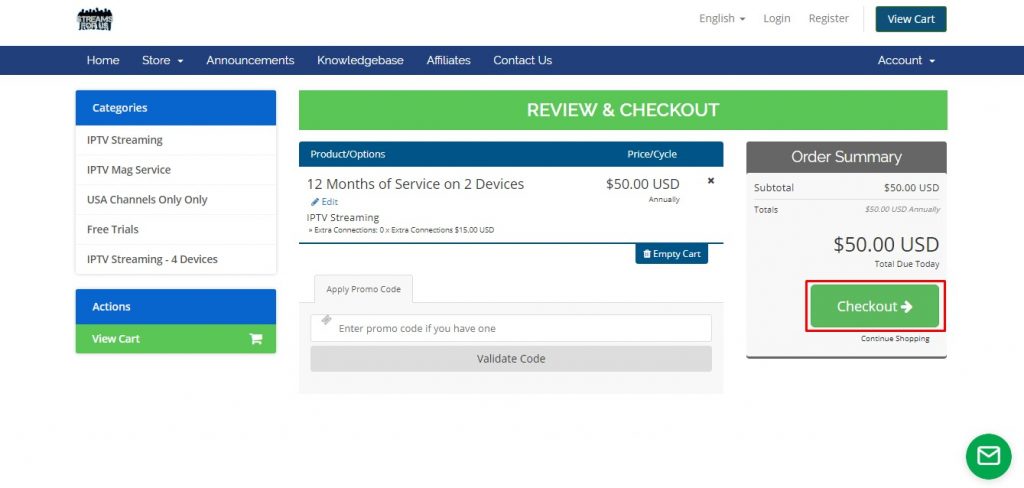 Purchse the plan to stream Streams for Us IPTV