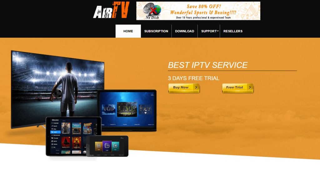 AirTV IPTV Homepage