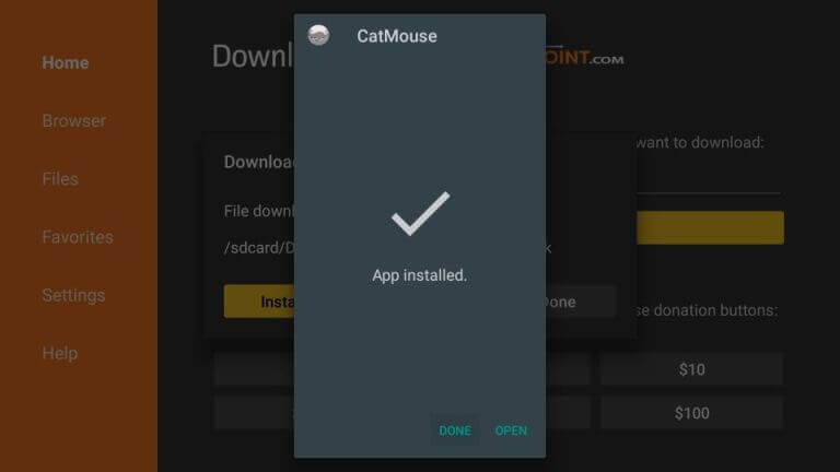 Install CatMouse on Firestick using Downloader App