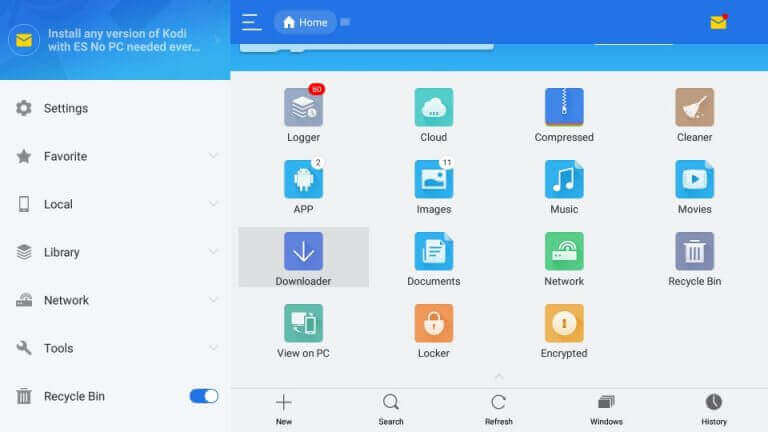 es file explorer- install Freeflix on Firestick