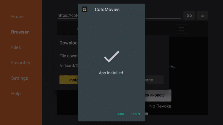 Install CotoMovies on Firestick using Developer app