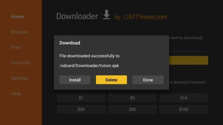 Delete TVZion App Source File From Firestick