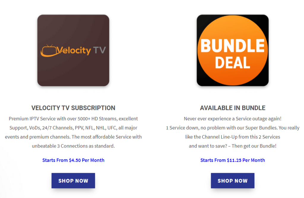 Velocity TV IPTV packages