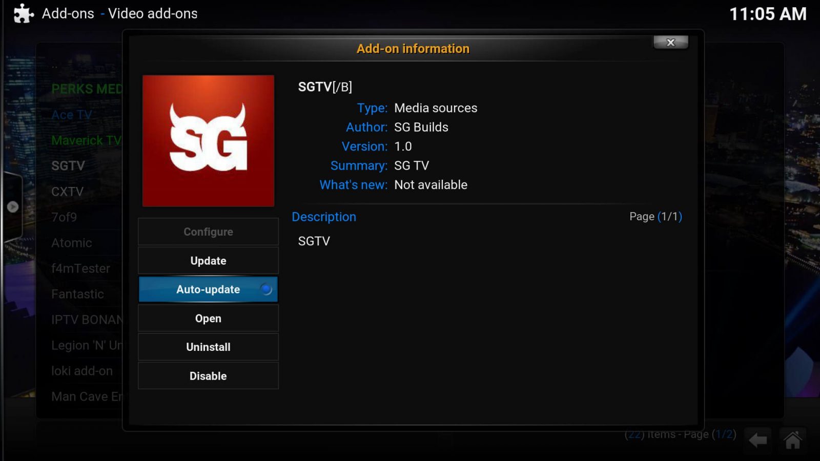 SGTV Kodi Live TV Addon