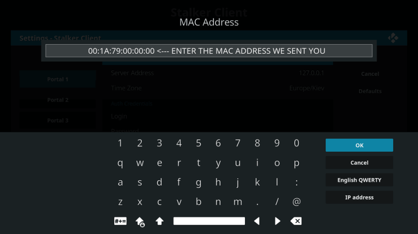Type the MAC address to stream IPTV Express