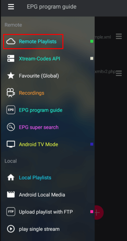 Click Remote playlists
