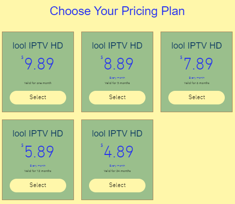Lool IPTV - Pricing