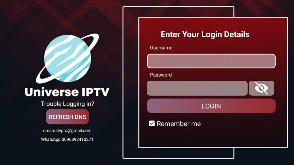 login -Universe IPTV