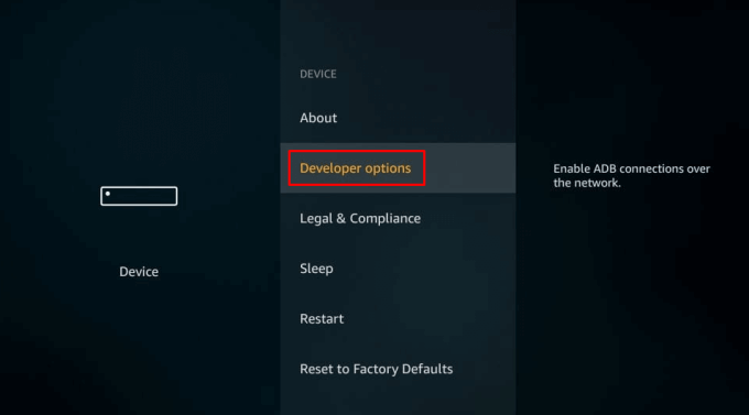 Select developer options