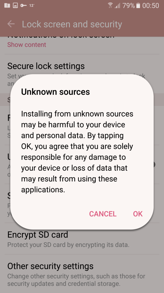 Enable Unknown Sources on Android