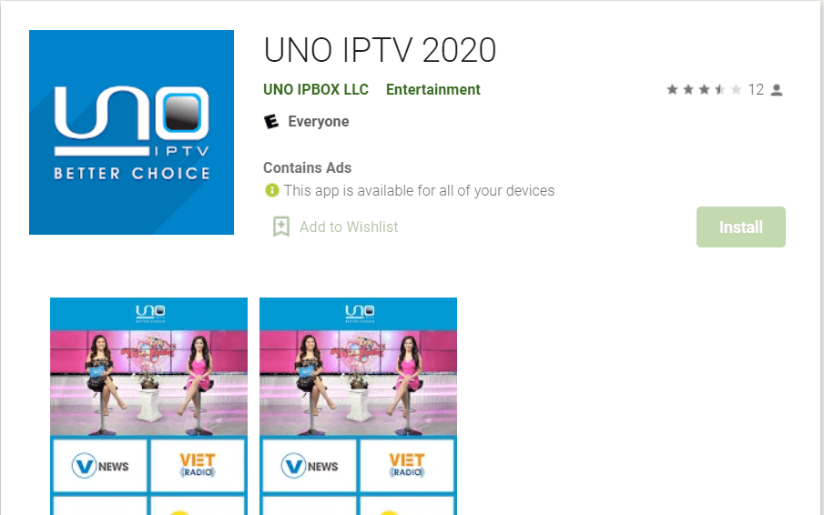 UNO IPTV on Android