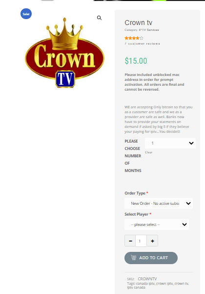 sign-up for Crown IPTV