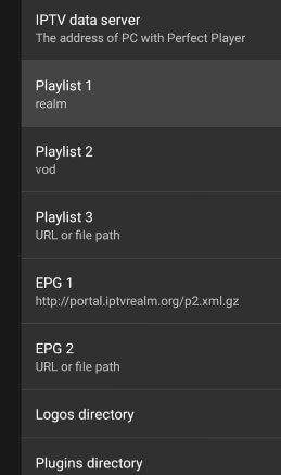 Enter Playlist and EPG
