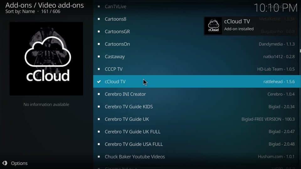 cCloud TV installed
