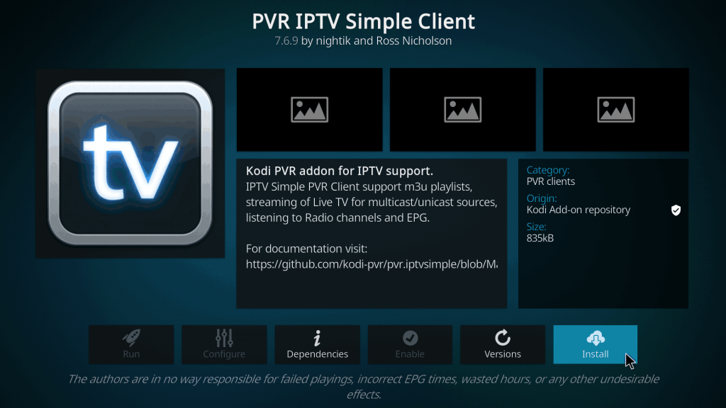Install PVR IPTV Simple Client to stream World IPTV