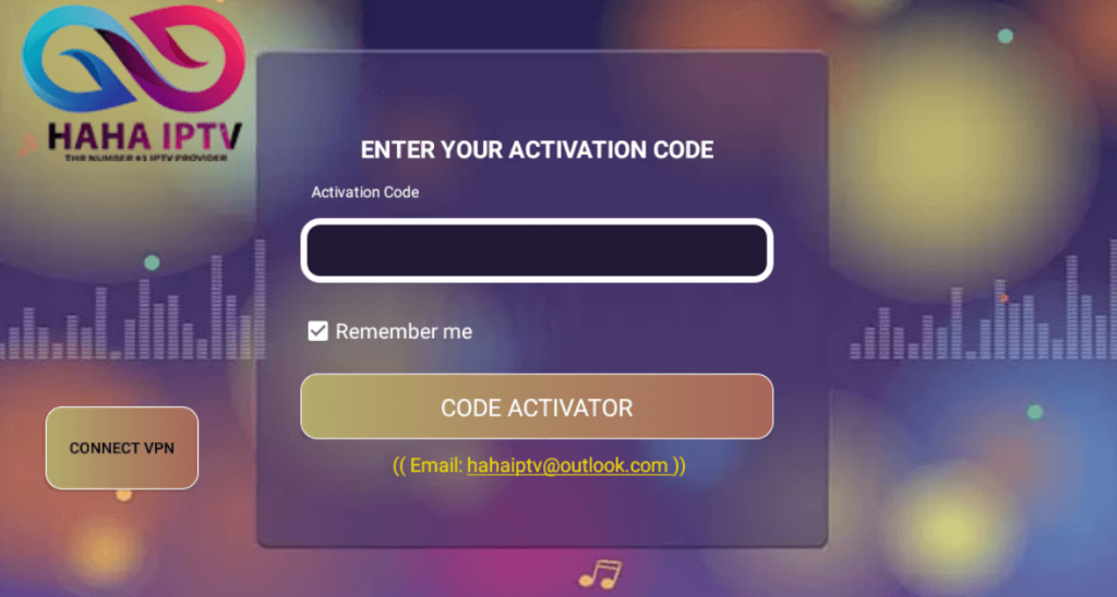 Enter Haha IPTV activation Code