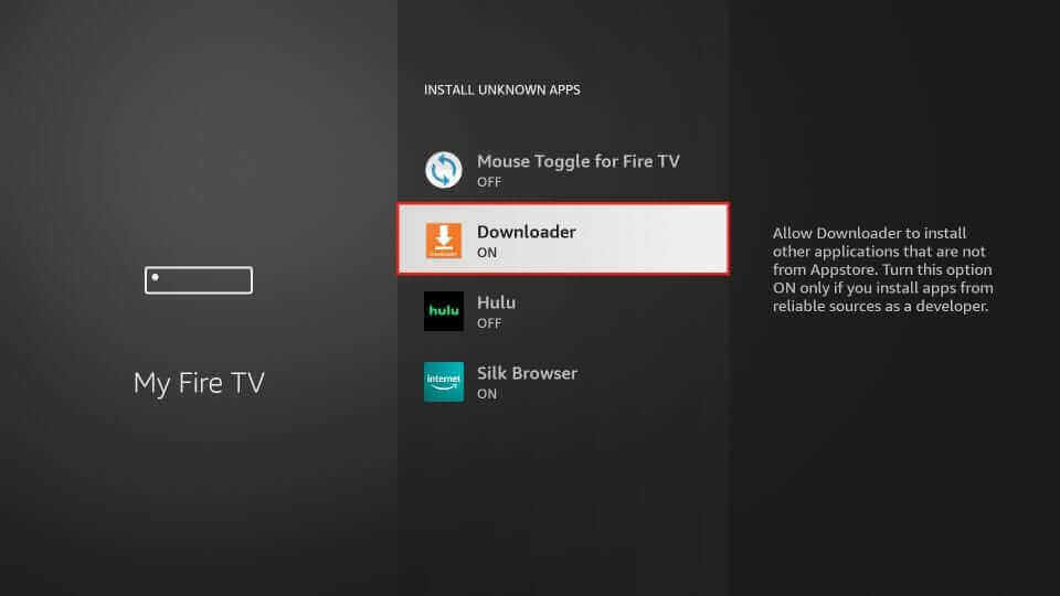 Enable Downloader to install IPTV Tuner