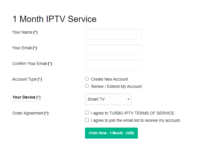 Click on Order Now to get Turbo IPTV.