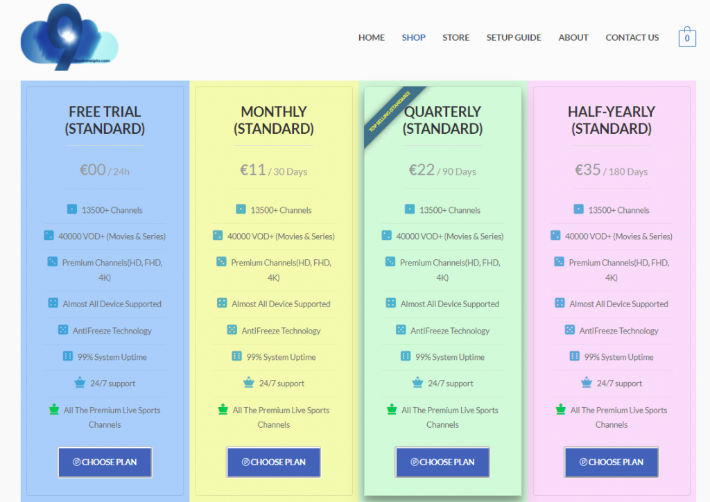 plan - Cloudnine IPTV