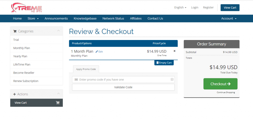Select Checkout.