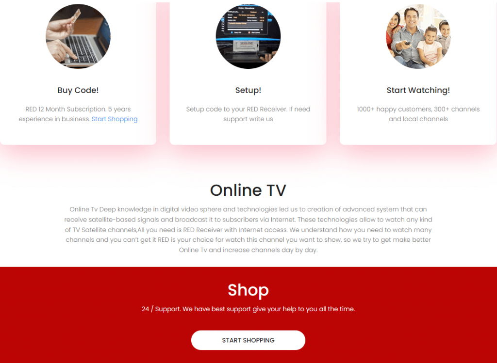 Select Start Shopping to setup Redline IPTV