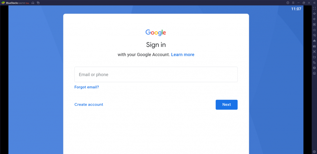 Enter Google Account and Select Next