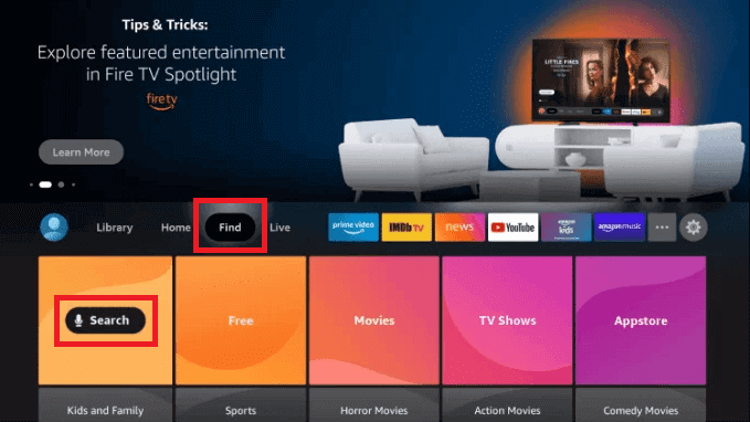 Select Search to Stream StarLight IPTV