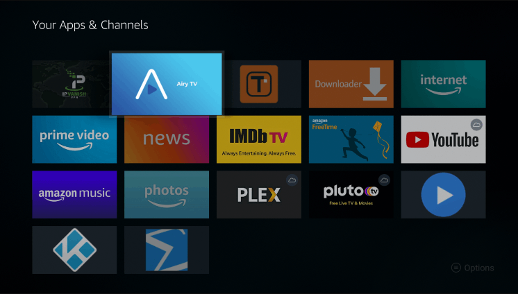 Select Airy TV app to Stream Airy TV