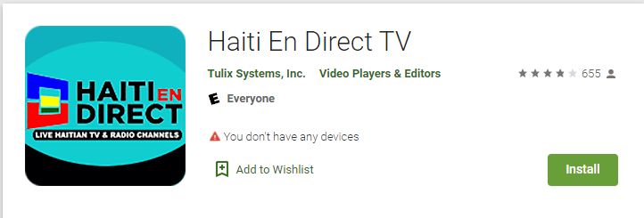 Select Install to stream IPTV Haiti 