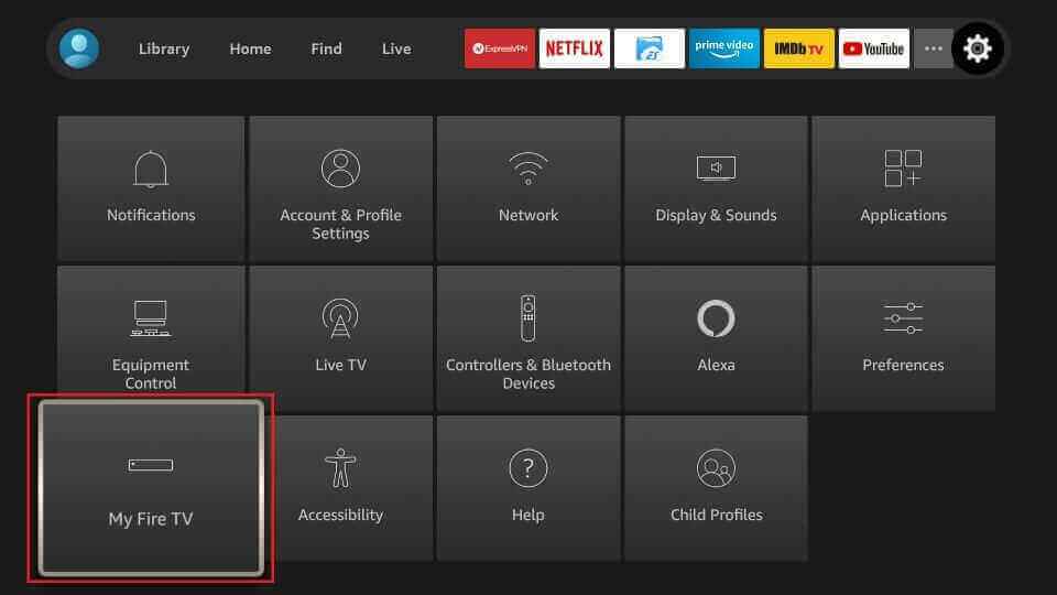 Select My Fire TV to stream Tenet Stream IPTV