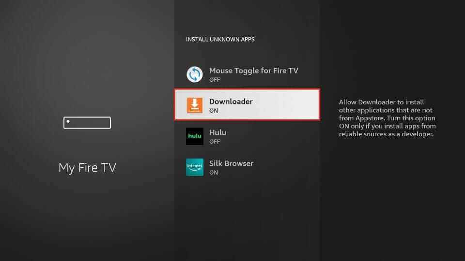Enable downloader to install Thunder TV IPTV