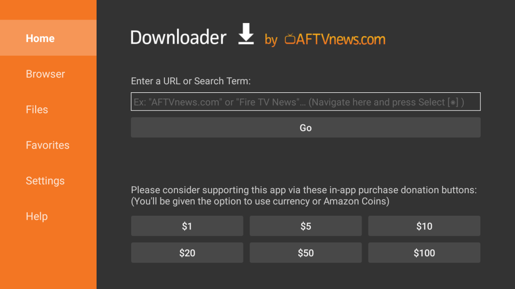 Enter the Hive IPTV apk link and click Go.